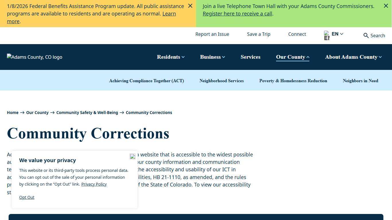 Community Corrections Adams County, CO